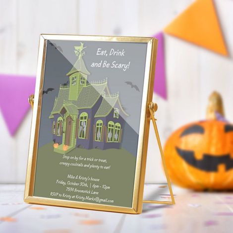 Décoration Acrylique Halloween - Cadre Métal Doré - 14,5 cm x 19,5 cm - Pour Table ou Vitrine - Lot de 1 (1/5)