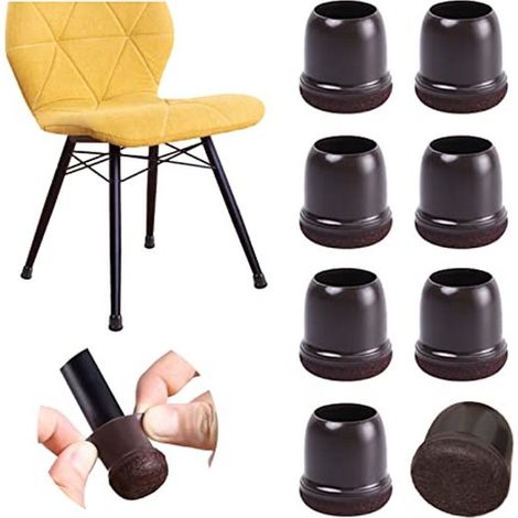 Protectores extra pequeños para patas de sillas, ideales para suelos de madera: 24 unidades con tapa de goma y almohadillas de fieltro. (1/5)