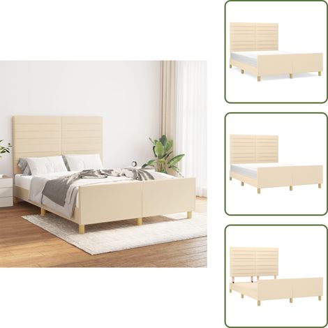 Bettgestell ohne Matratze Creme 140x190 cm Stoff - Bettsofa - Doppelbett - Boxspringbetten - Lattenrost - Himmelbett (1/5)
