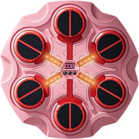 Machine de boxe musicale intelligente, sac de frappe interactif mural pour l'entraînement à domicile, équipement de fitness multi-vitesses pour adultes et adolescents (rose) (1/5)