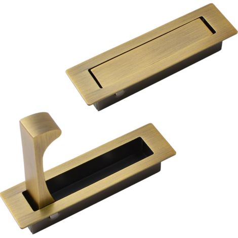 JSSEVN-Einbau-Türgriff, 2 Stück 304 gebürsteter Edelstahl-Taschentürgriff, Einbau-Taschentürbeschläge (Bronze)