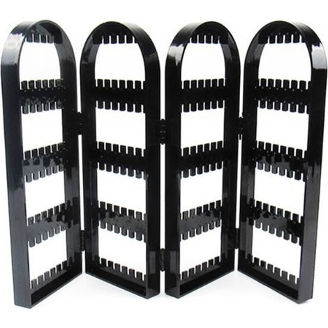 Boîte de rangement noire à quatre portes et 240 trous pour boucles d'oreilles, grande capacité, pour colliers et boucles d'oreilles, présentoir à bijoux. (1/5)