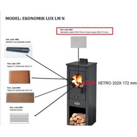 R VETRO X  STUFA LEGNA MOD. LUX