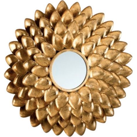 Miroir mural rond métal doré et verre Cailly D 73cm (1/2)