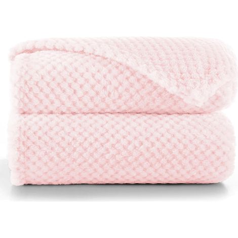 Couette en microfibre Couverture polaire Plaid Couvre-lit polaire doux de style scandinave Microfibre Rose Poudré 150x200 cm (1/5)