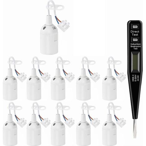 Lot de 11 douilles E27 blanches – 250V 4A avec câble – Plastique haute qualité – Compatible ampoules LED et halogènes - 11Pcs (1/5)