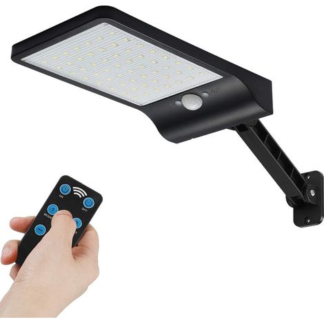 48 LED 550LM Lampes Solaires Extérieur Etanche IP65, Applique Murale Led Telecommande, Lampe de Sécurité Solaire Sans Fil pour Jardin, Garage, Cour, Escalier, Patio (1/5)