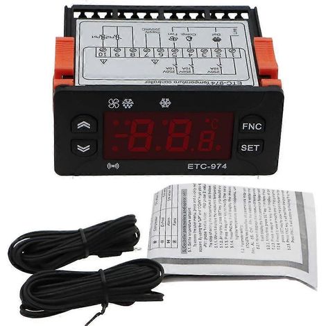 2024 Etc-974 Contrôleur de température numérique Thermostats à micro-ordinateur Alarme de réfrigération 220 (1/5)