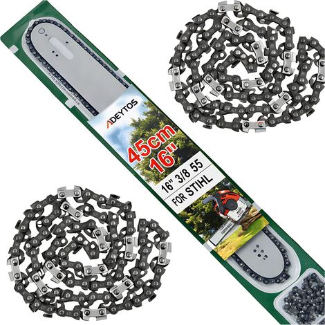 Führungsschiene für Benzinsäge + 2x Ketten 45cm 16'' 55 1.3 3/8