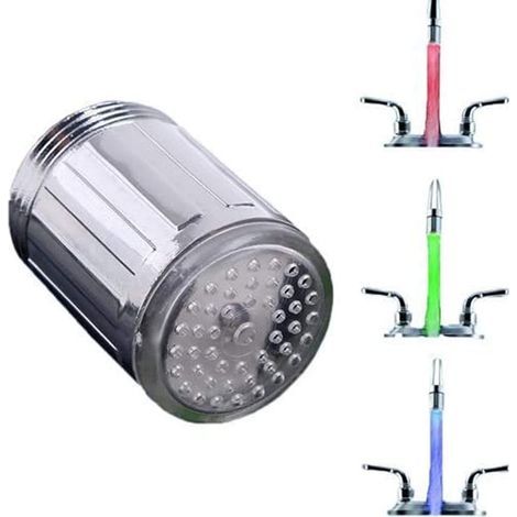 Robinet D'Eau Led Coloré,Lumineux à Led Embout de Robinet,3 Couleur Sensible À La TempéRature Led Robinet D'Eau,Pour Dans Les Restaurants,Maisons,HôTels,Salles de Bains,Accessoires de Cuisine,Durable (1/5)
