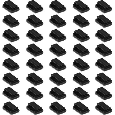 40 Pièces Attaches Pour Câbles Auto GPS Lumière Organisateur Fils Déco Plastique Noir Adhésif S (1/5)