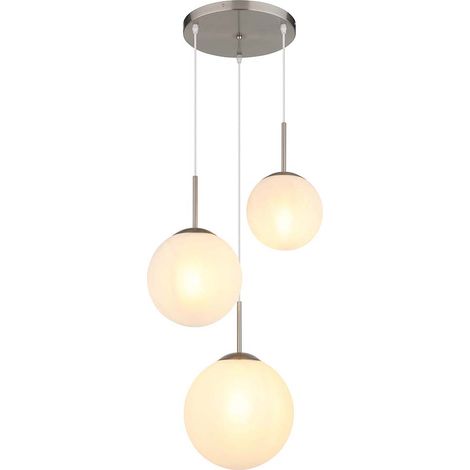 Lampe à suspendre Salle à manger Suspensions Boules de verre 3 flammes albâtre E27 (1/5)