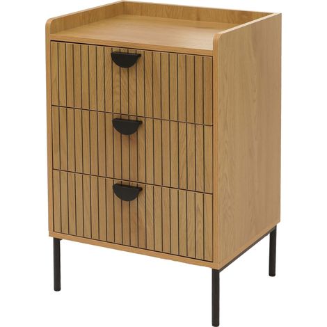[JAMAIS UTILISÉ] Commode HHG-307, Armoire Highboard, 3 tiroirs Mélamine MDF 77x50x42cm, naturel