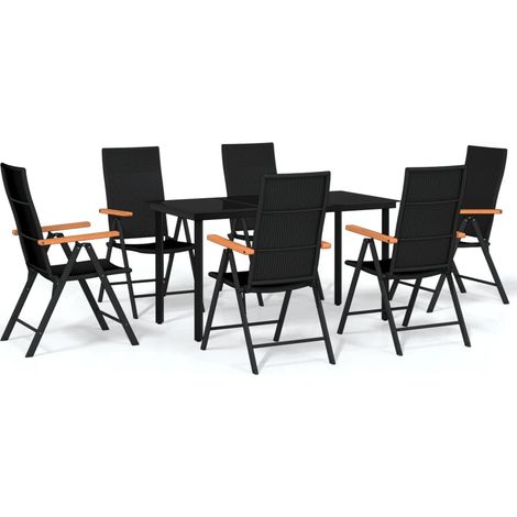 Maison Exclusive - Set da Pranzo da Giardino 7 pz Nero