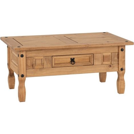 Corona 1 Drawer Coffee Table in Distressed Waxed Pine (1/5)