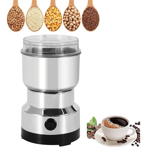 Macinino per erbe aromatiche - 150W - Potente macinino elettrico per chicchi di caffè - Con 4 lame - 300ml - Mini macinino multifunzionale per cereali secchi - Per cereali, noci, erbe aromatiche (1/5)