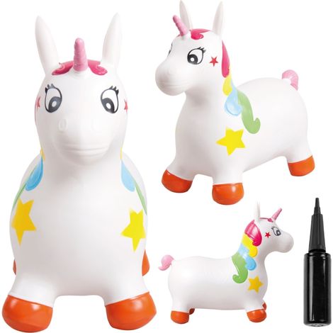 Cama elástica infantil con bomba Unicornio Blanco
