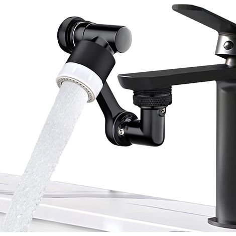 Wassersparender Wasserhahnbelüfter mit Mehrwinkeldrehung, Duschhahnbelüfter, Wasserhahndüsenfilter, Duschkopf anpassbar an Wasserhahn, schwarzer Belüfter M20 M22 M24 für Küche und Bad. (1/4)