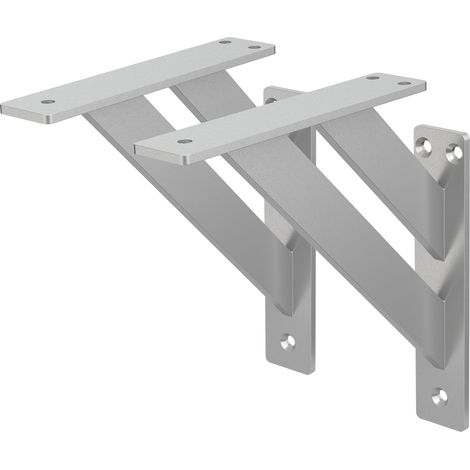 ML-Design 2 Stück Regalhalterung 180x180 mm, Silber, Aluminium, Schwebende Regalhalterungen, Regalwinkel, Wandhalterung für Regalbrett, Regalträger für Wandmontage, Wandregal Wandkonsole Regalstütze