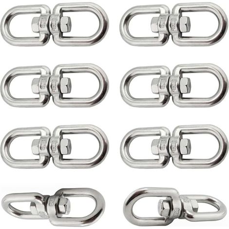 6 Pièces Crochet Pivotant M6 Double Extrémité Anneaux Pivotants en Acier Inoxydable 304 Suspendue Crochet Pivotant pour Balançoires Fauteuils Suspendus Sacs de Sable Cordes Chaînes (1/5)