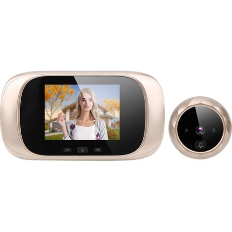 Sonnette vidéo avec écran LCD TFT 2,8 pouces, vision nocturne infrarouge, caméra à enregistrement cyclique, système de contrôle d'accès intelligent Ding Dong, couleur or (1/5)