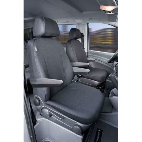 Walser – Housse de siège Transporter en tissu jacquard – Pour Mercedes Vito/Viano – 2 sièges simples – Résistante et facile à nettoyer