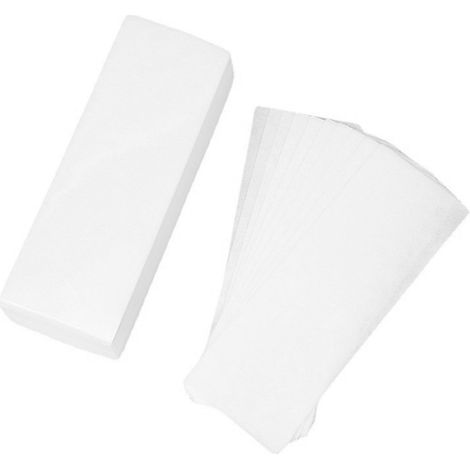 100 bandes de cire dépilatoires blanches jetables pour le visage et le corps, usage professionnel. (1/5)