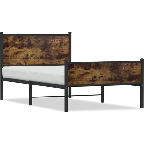 Maison Exclusive - Metallbett ohne Matratze Räuchereiche 100x200 (1/5)
