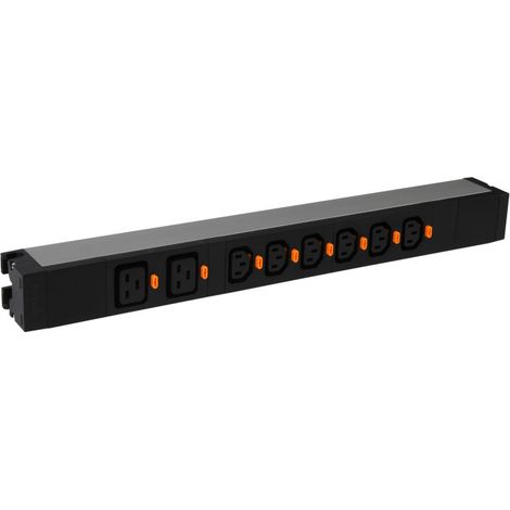 PDU standard 19pouces 1U LCS avec 6 prises C13 et 2 prises C19 verrouillables et raccordement par bornier (646809)