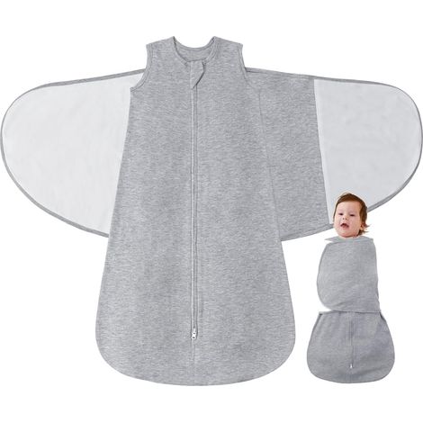 Gigoteuse 0-6 Mois Tog 1 Gigoteuse Emmaillotage 100% Coton 3-1 Réglable Gigoteuses Bébé, Grey (1/5)
