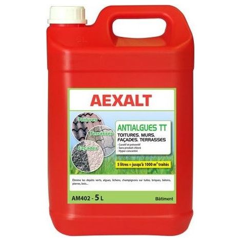 Outifrance – Antimousse toiture et terrasse 5L – Élimine algues et lichens – Double action curative et préventive – Pour tuiles, béton, bois traité