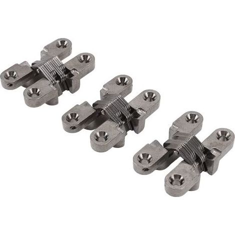 3 charnières croisées invisibles 43mm en alliage de zinc, angle 180°, pour armoire et boîte à bijoux (1/5)