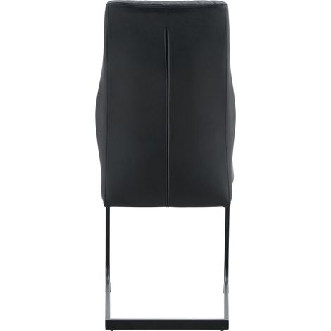 Ensemble repas table ronde en verre 85 cm avec 2 chaises noires en PU à dossier haut capitonné (1/5)