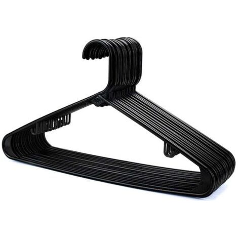 Cintres en Plastique Noir - Lot de 20, Cintres pour Portemanteaux, Armoire et Placard Solides, Cintre Robuste avec Barre Porte-Pantalons et Pinces, Gain de Place, Largeur 40 cm (1/4)