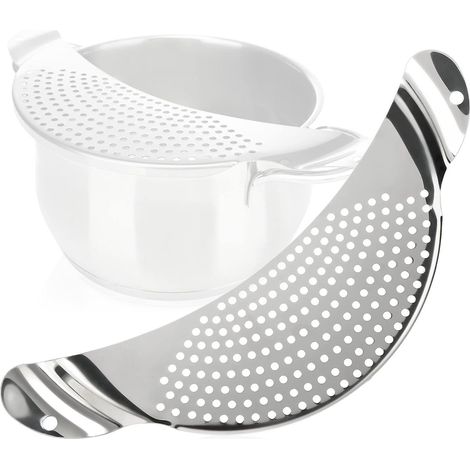 passoire Demi-lune En Acier Inoxydable - Egouttoir Pour Bols, Poles Et Casseroles - Passoire Ptes Lavable Au Lave-vaisselle (1/5)