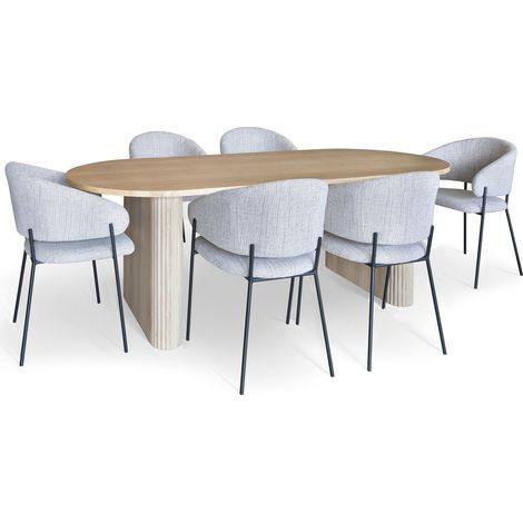 Ensemble table ovale et 6 fauteuils en tissu (1/5)