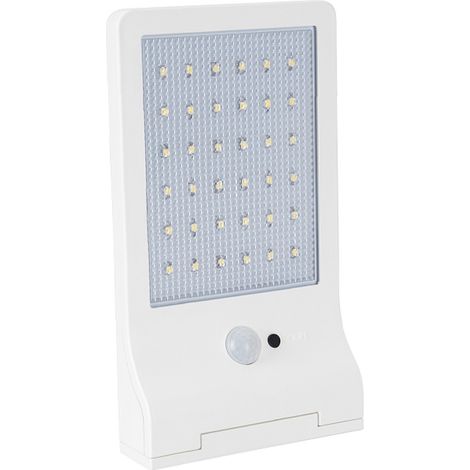 Lampe LED Solaire 3W 370 Lumens LI ION 6000K Applique Blanc exterieure avec detecteur de mouvement ASLO (1/3)
