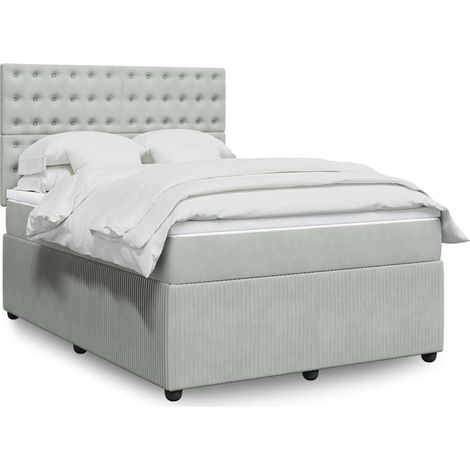 Sommier à lattes de lit et matelas Gris clair 140x190cm Velours (1/5)