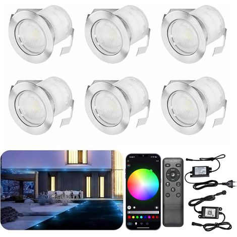 Lampe au Sol Spot Encastrable+Wifi contrôleur-Lumière RGB DC12V 0.5W étanche IP67 Ø30mm-éclairage pour terrasse, patio, chemin, mur, jardin, décoration, intérieur et extérieur, 30 pièces (1/5)