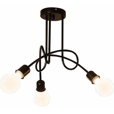 Plafonnier Industriel Vintage 3 Lights Noir , Suspension Luminaire Deco Design Rétro Lustre Abat-jour E27 Pour Cuisine Salle a Manger Chambre Salon Bar - Noir BLOW (1/5)