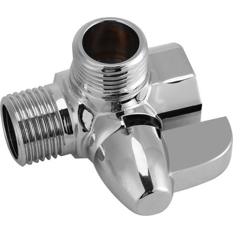Inverseur de Douche, Inverseur à 3 Voies en Laiton Chromé Inverseur G1 / 2 "en Forme de T pour Montage Sur Bras de Douche (1/5)