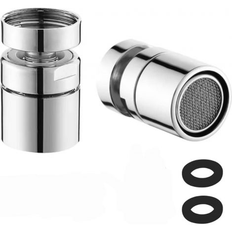 Lot de 2 Aérateurs de Robinet Cuisine 360° – Rotatifs avec Filetage M22 ou M24, Pour Salle de Bain et Cuisine (1/5)