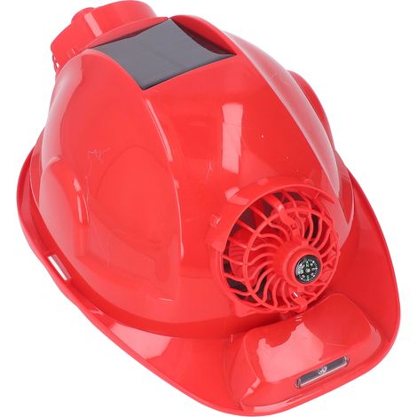 Solarbetriebener Schutzhelm mit UV-Schutz, 4-fach verstellbarer Belüftung, Doppellüfter-Scheinwerfer, 5 V DC, rot (1/5)