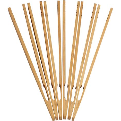 Pinces à Grill en Bambou Lot de 6 Pince à Buffet pour BBQ coréen Buffet Toasts Alternative aux Baguettes Pince de Service pour (1/5)