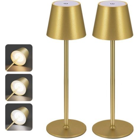 2x LED Tischlampe Akku – Kabellose Nachttischlampe 3 Lichtfarben (1/5)