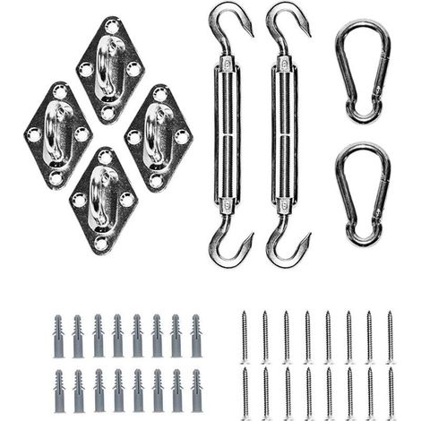 Kit de fixation de voile d'ombrage - Kit en acier inoxydable 304 Accessoires de fixation de quincaillerie de voile d'ombrage Carré de voile d'ombrage triangulaire - RWJardin / salon de jardin / paraso (1/5)