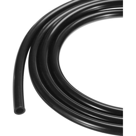 Tuyau en Silicone de 2M (7Pieds) 4mm DI 6,4mm DE Noir Tuyau en Plastique Industriel en Silicone Clair pour Pompage, Vidange, Irrigation, Brassage, 0,16" x 1/4" (1/5)