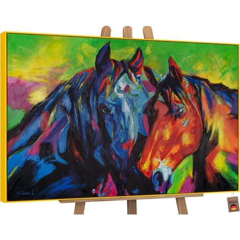 Gemälde Vielfarbige Mähnen Rahmen Gelb 120x80 cm (1/5)
