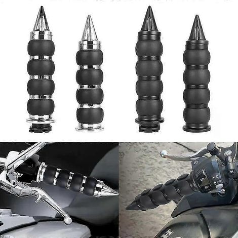 Poignées de guidon de moto 25 mm pour Harley Cruiser Chopper Custom Suzuki Boulevard M109R Road Glide (25 mm argent) (1/3)