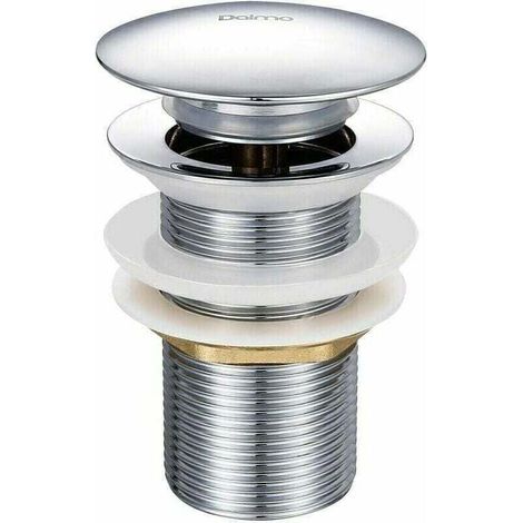 Pop-up Sink Drain without Overflow in Chromed Brass G 1-1/4, Equipped with an Easy Push-Button Opening and Closing System. (1/4)